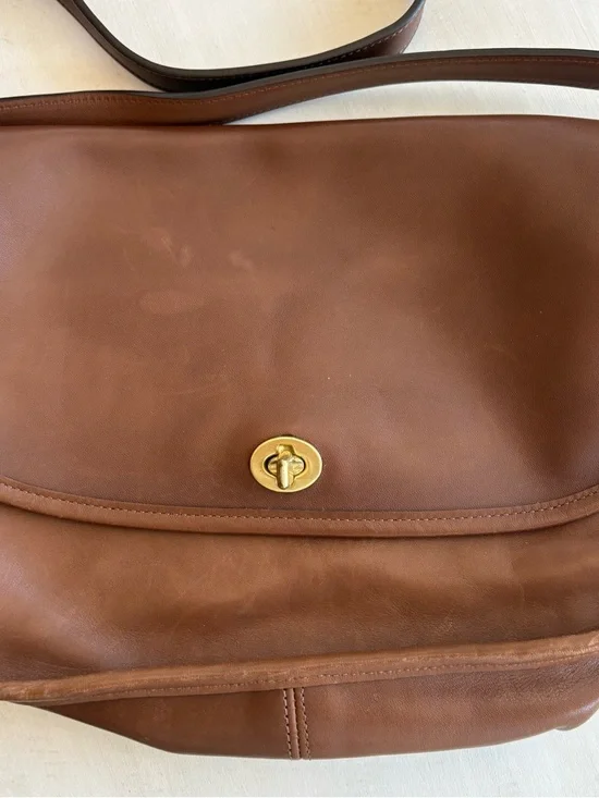 Coach Brown Leather Crossbody with Gold-Tone Turnlock - Picture 2 of 11